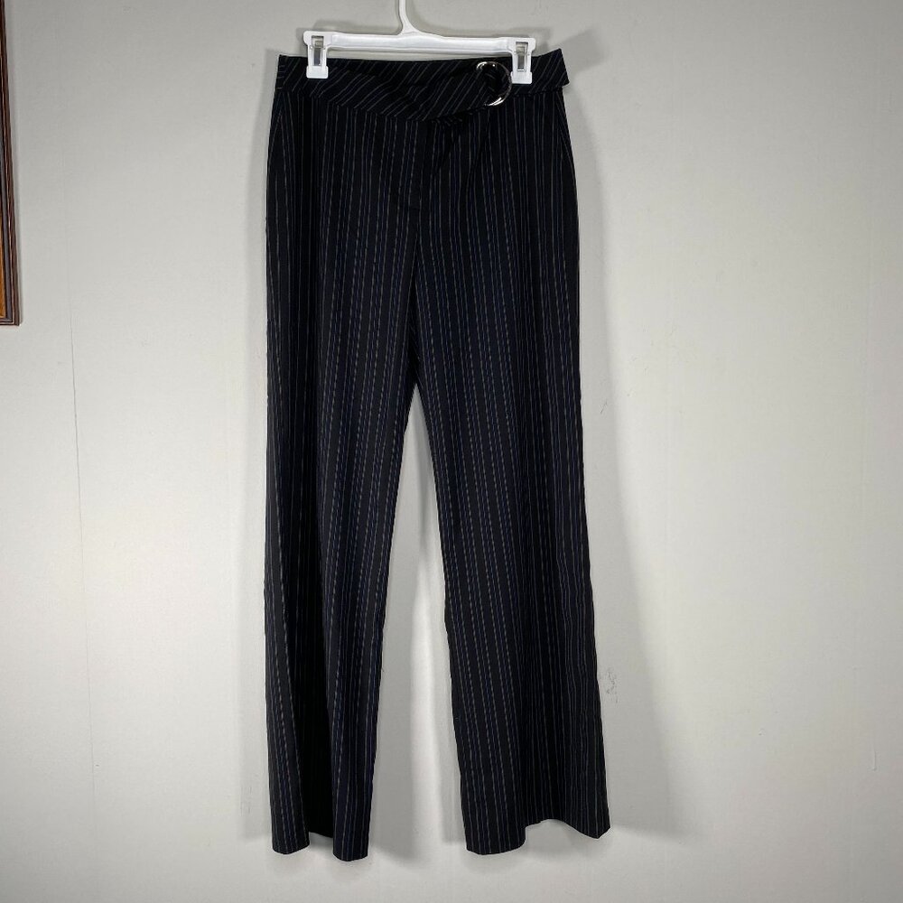 My Michelle Flared Dress Pants Women's 7/8 Black Striped Business Office